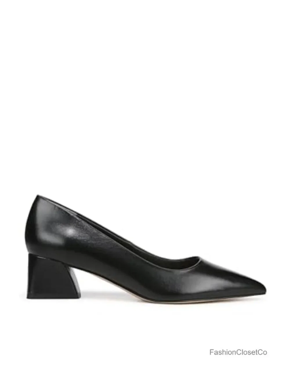 Racer Pointed Toe Block Heel Pumps Women's Leather Slip On Comfort